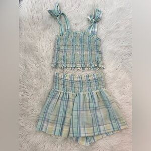 Red Dress Boutique 🩵💚 Green & Blue Smocked 2 Piece Shorts Set!